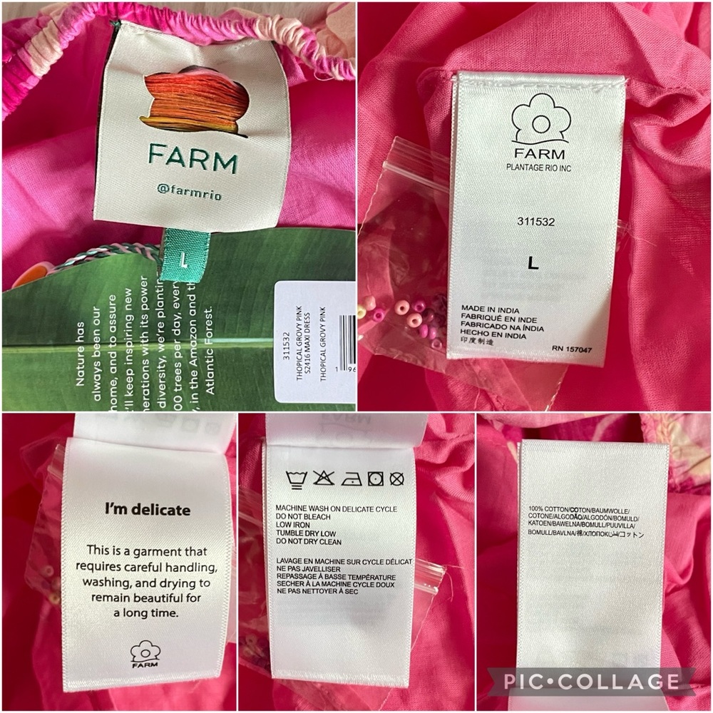 Farm Rio Tropical Groove Pink Maxi Dress Large Cutout Halter NWT - Picture 16 of 16